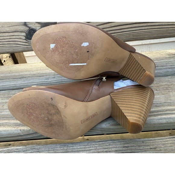 Vince Camuto Edia Tan Leather Studded Peep Toe Ankle Booties, 8W - Picture 2 of 16